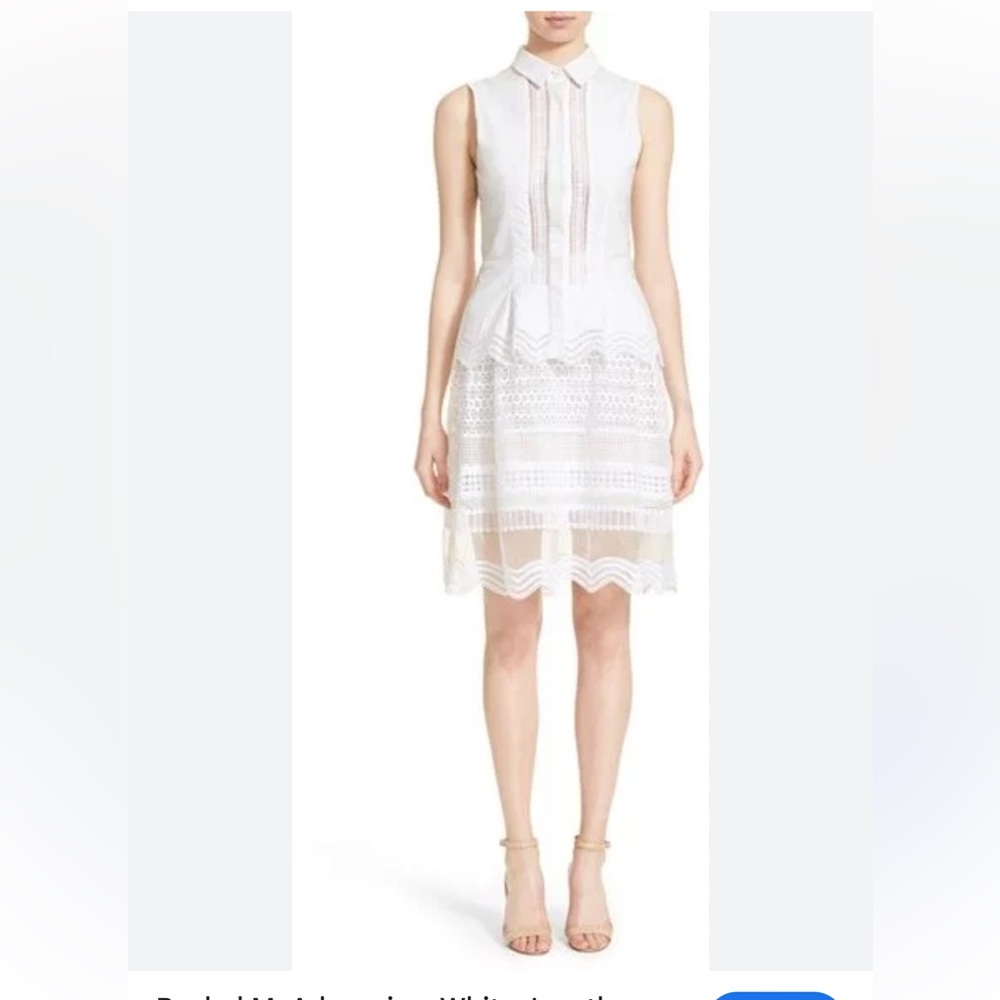 NWT Jonathan Simkhai White Oxford Ruffle Midi Bridal Shower white dress Size‎ 4